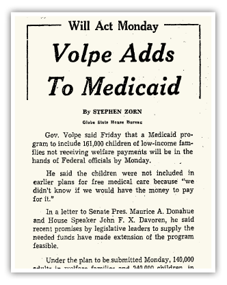 Massachusetts becomes the 23rd state to implement Medicaid