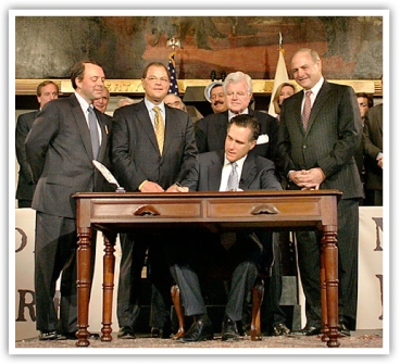 Governor Mitt Romney signs the MA Healthcare Reform Bill (Chapter 58 of the Acts of 2006)