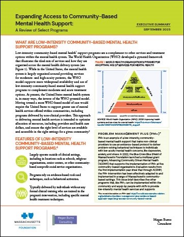 Expanding Access to Community-Based Mental Health Support: A Review of Select Programs Expanding Access to Community-Based Mental Health Support: A Review of Select Programs